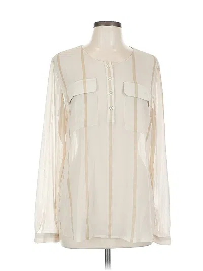 Pre-owned Ann Taylor Long Sleeve Blouse In White