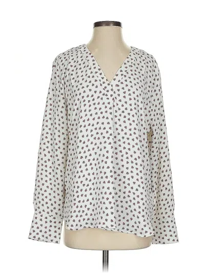 Pre-owned Ann Taylor Long Sleeve Blouse In White