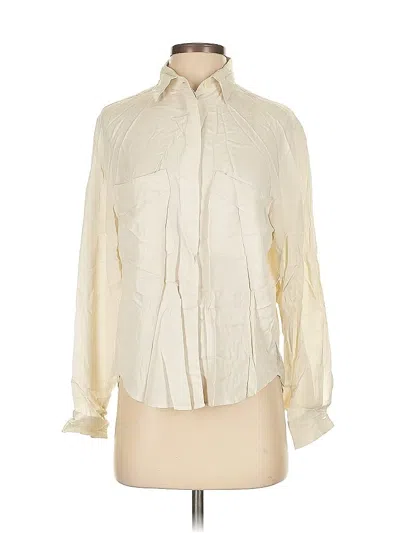 Pre-owned Ann Taylor Long Sleeve Blouse In White