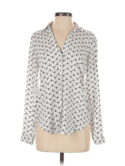 Pre-owned Ann Taylor Long Sleeve Blouse In White