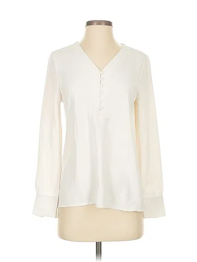 Pre-owned Ann Taylor Long Sleeve Blouse In White