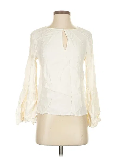 Pre-owned Ann Taylor Long Sleeve Blouse In White