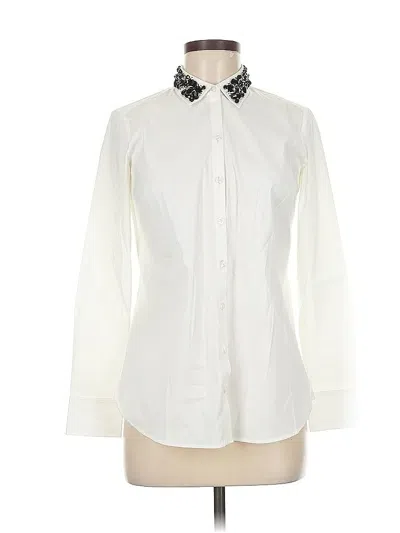 Pre-owned Ann Taylor Long Sleeve Blouse In White