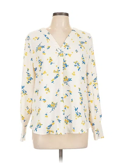 Pre-owned Ann Taylor Long Sleeve Blouse In White