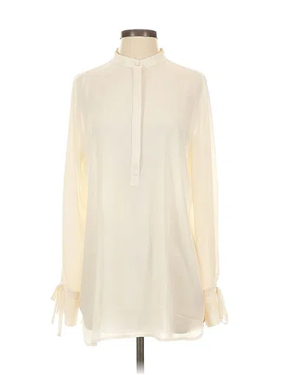 Pre-owned Ann Taylor Long Sleeve Blouse In White
