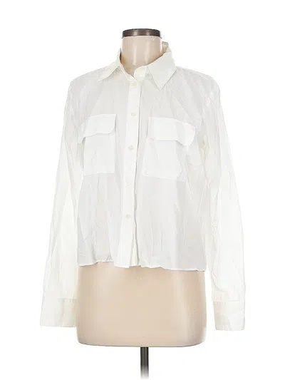 Pre-owned Ann Taylor Long Sleeve Blouse In White