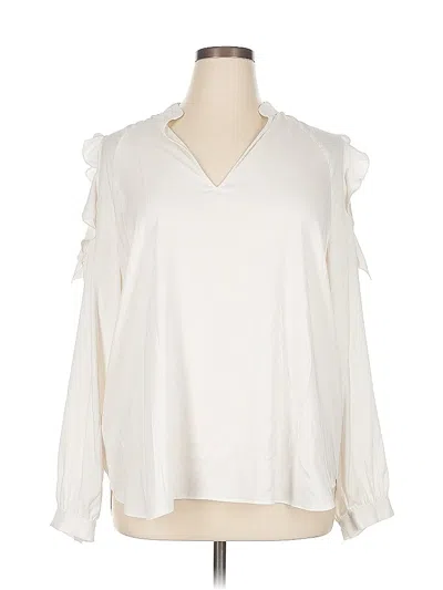Pre-owned Ann Taylor Long Sleeve Blouse In White