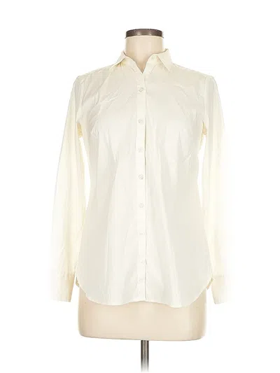 Pre-owned Ann Taylor Long Sleeve Blouse In White