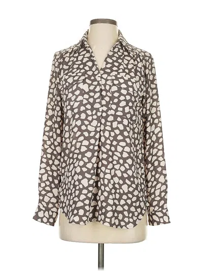 Pre-owned Ann Taylor Long Sleeve Blouse In White