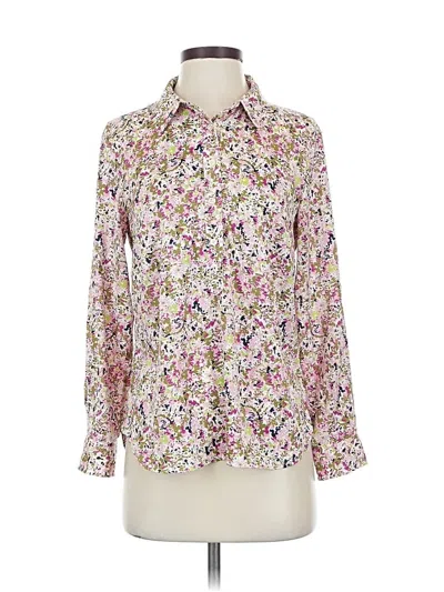 Pre-owned Ann Taylor Long Sleeve Blouse In White