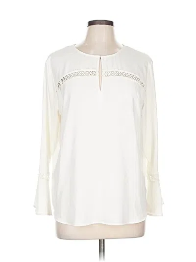 Pre-owned Ann Taylor Long Sleeve Blouse In White