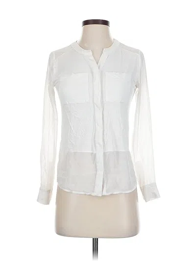 Pre-owned Ann Taylor Long Sleeve Blouse In White