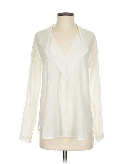 Pre-owned Ann Taylor Long Sleeve Blouse In White