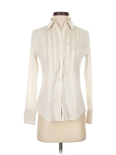 Pre-owned Ann Taylor Long Sleeve Blouse In White