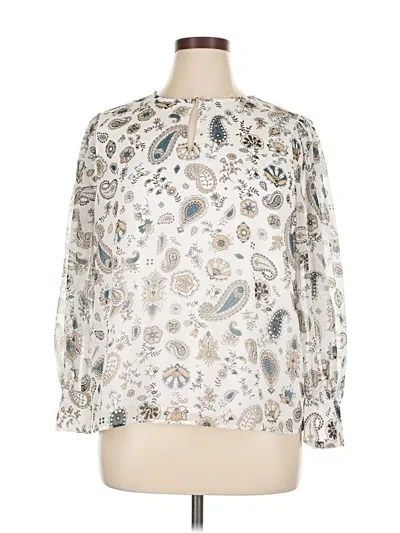 Pre-owned Ann Taylor Long Sleeve Blouse In White