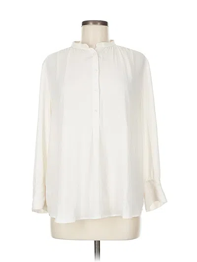 Pre-owned Ann Taylor Long Sleeve Blouse In White