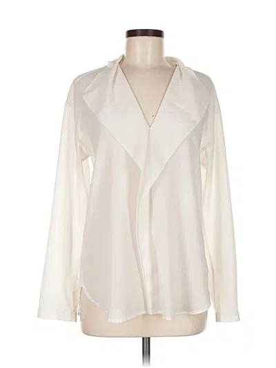 Pre-owned Ann Taylor Long Sleeve Blouse In White