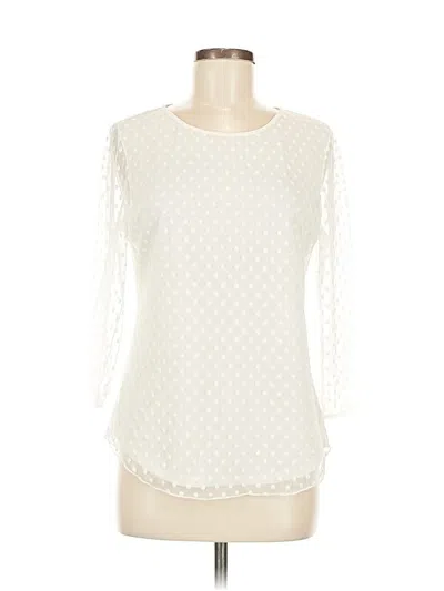 Pre-owned Ann Taylor Long Sleeve Blouse In White