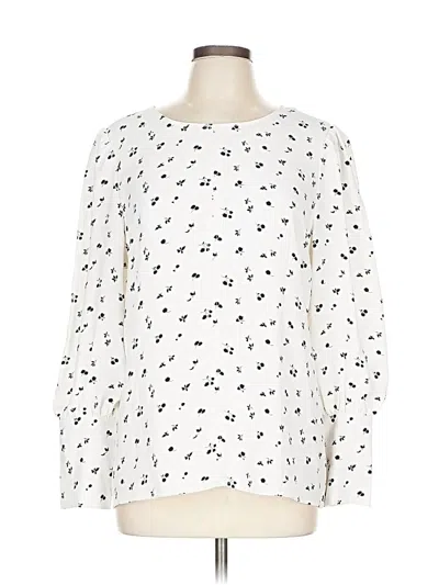 Pre-owned Ann Taylor Long Sleeve Blouse In White