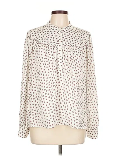 Pre-owned Ann Taylor Long Sleeve Blouse In White