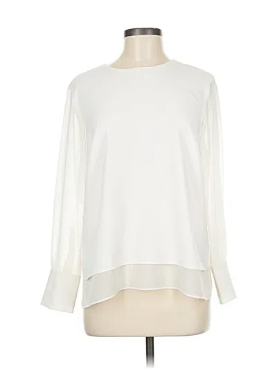 Pre-owned Ann Taylor Long Sleeve Blouse In White