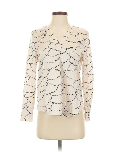 Pre-owned Ann Taylor Long Sleeve Blouse In White