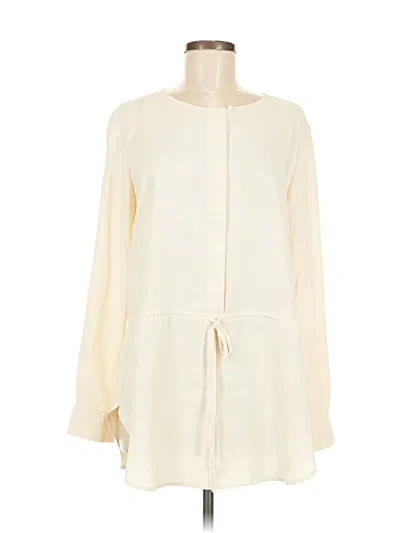 Pre-owned Ann Taylor Long Sleeve Blouse In White