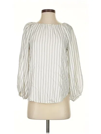 Pre-owned Ann Taylor Long Sleeve Blouse In White