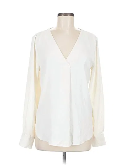 Pre-owned Ann Taylor Long Sleeve Blouse In White