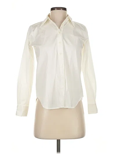 Pre-owned Ann Taylor Long Sleeve Blouse In White