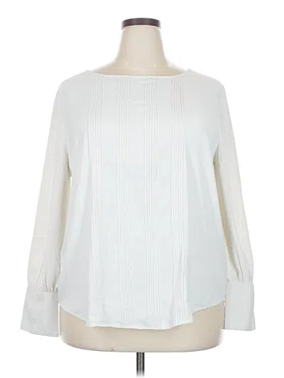 Pre-owned Ann Taylor Long Sleeve Blouse In White