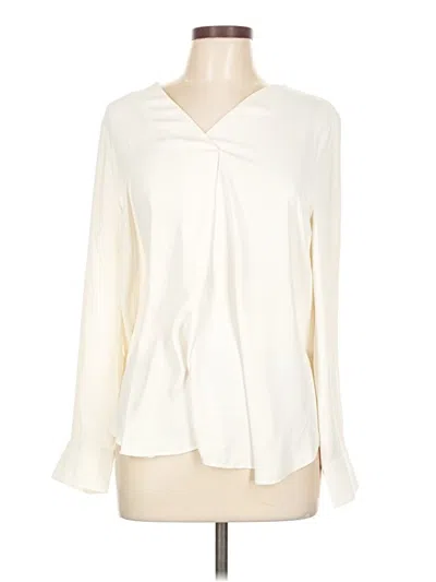 Pre-owned Ann Taylor Long Sleeve Blouse In White