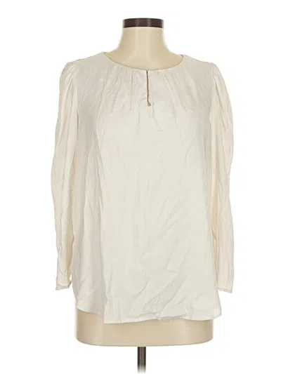 Pre-owned Ann Taylor Long Sleeve Blouse In White