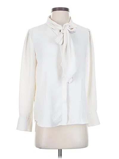 Pre-owned Ann Taylor Long Sleeve Blouse In White