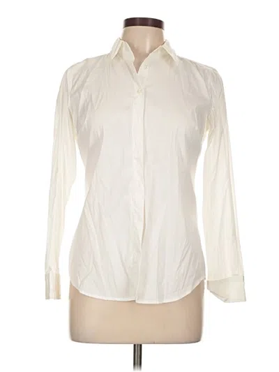 Pre-owned Ann Taylor Long Sleeve Blouse In White
