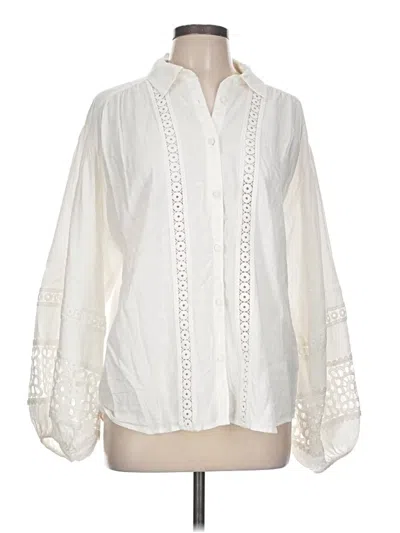 Pre-owned Ann Taylor Long Sleeve Blouse In White