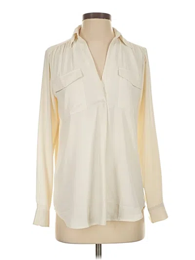 Pre-owned Ann Taylor Long Sleeve Blouse In White