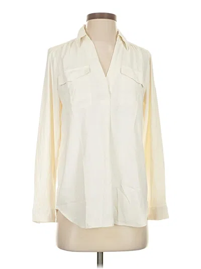 Pre-owned Ann Taylor Long Sleeve Blouse In White