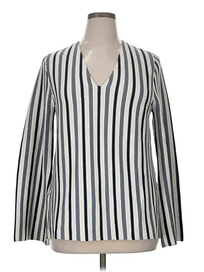 Pre-owned Ann Taylor Long Sleeve Blouse In White