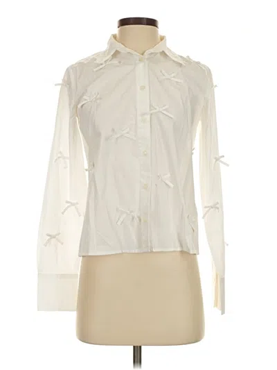 Ann Taylor Long Sleeve Blouse In White