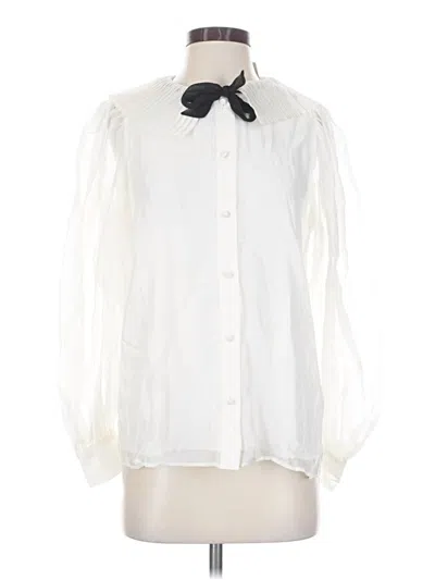 Ann Taylor Long Sleeve Blouse In White