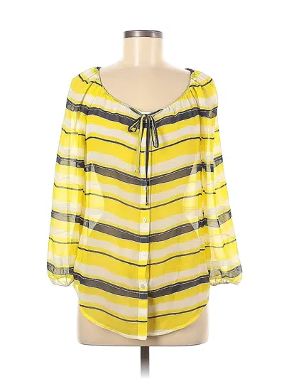 Pre-owned Ann Taylor Long Sleeve Blouse In Yellow
