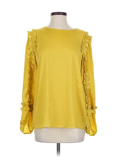 Pre-owned Ann Taylor Long Sleeve Blouse In Yellow