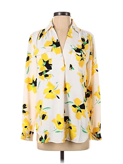 Pre-owned Ann Taylor Long Sleeve Blouse In Yellow