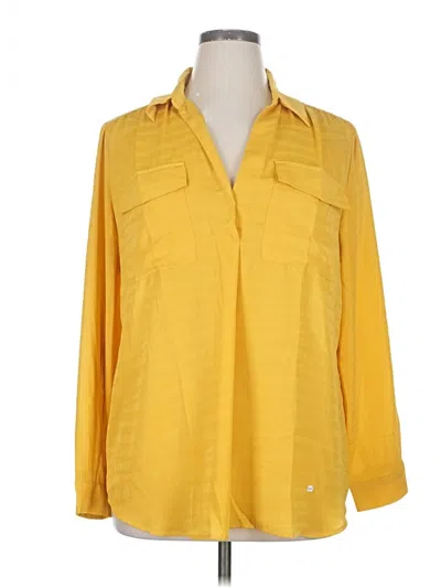 Pre-owned Ann Taylor Long Sleeve Blouse In Yellow