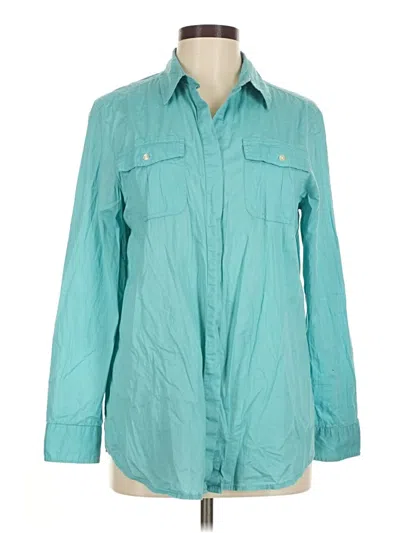 Pre-owned Ann Taylor Long Sleeve Button Down Shirt In Blue