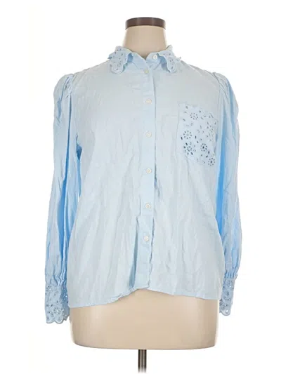 Pre-owned Ann Taylor Long Sleeve Button Down Shirt In Blue