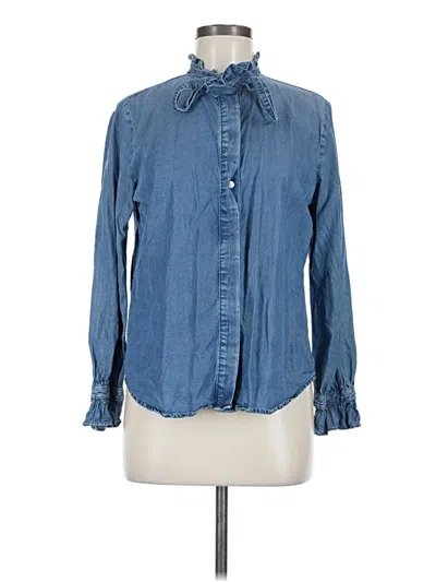 Pre-owned Ann Taylor Long Sleeve Button Down Shirt In Blue