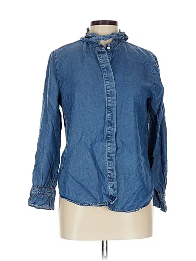 Pre-owned Ann Taylor Long Sleeve Button Down Shirt In Blue