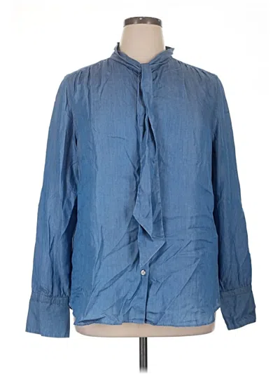 Pre-owned Ann Taylor Long Sleeve Button Down Shirt In Blue